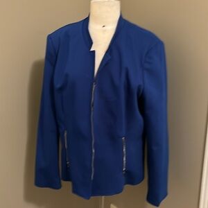Grace Suit Jacket Royal Blue Zipper Front and Pockets Size 18
